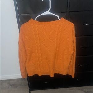 Vibrant Orange Cable Knit Sweater